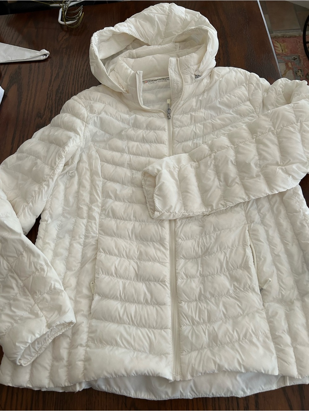 Women's White Hooded Quilted Packable Puffer Jacket
